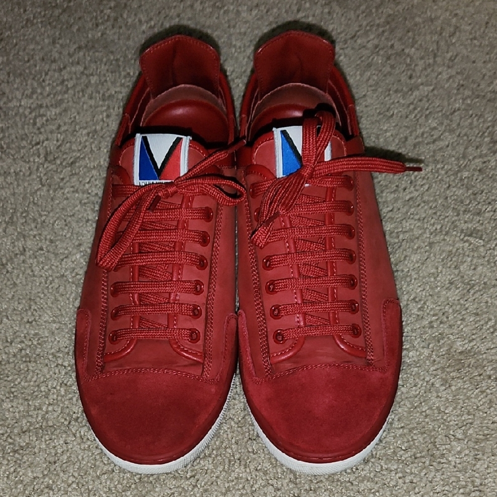 Used Louis Vuitton Red Sneakers Classic Low-Top Design